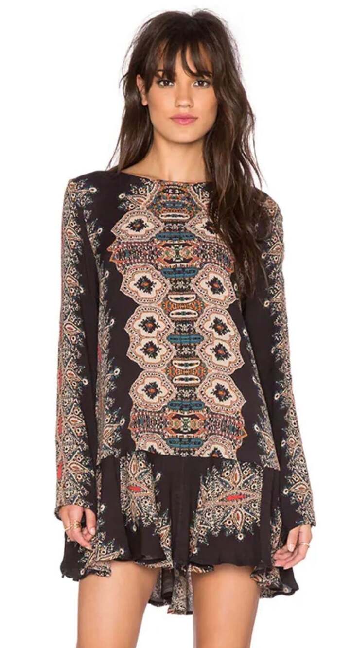 Free People Smooth Talker Long Sleeve Tunic Dress Black Size M